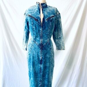 TIMELY TRENDS Vintage Sexy Acid Wash 80s Denim Dress